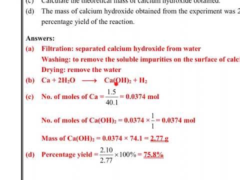 Chemistry tutorial Ch12 8 Theoretical yield, actual yield and percentage yield