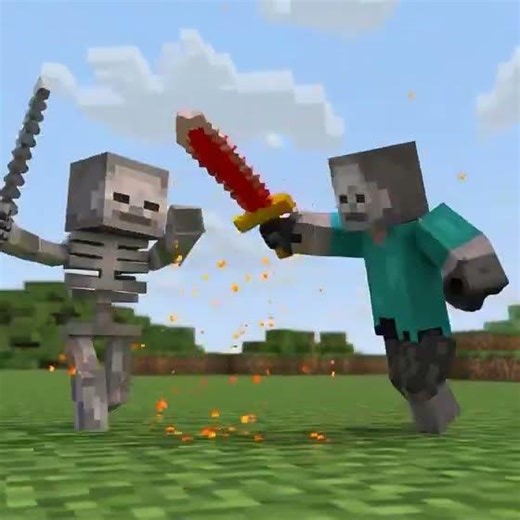 An epic Minecraft battle against a skeleton. #minecraft