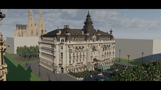 【MC 建筑 转】重建美因河畔法兰克福帝国宫廷酒店 | Gigantic Cathedral | 我的世界延迟摄影