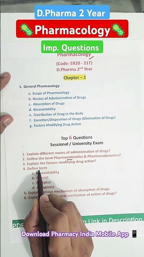 🦠Pharmacology Chapter 1 Ke Important Questions | D.Pharm | 2 Year #pharmacology #dpharm