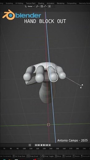 Hand Blockout – 1 min. Blender #blender #sculpt #blockout