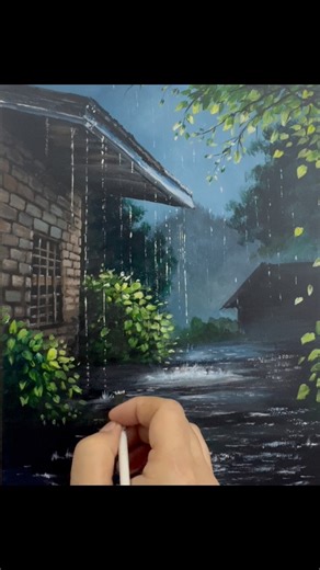 Easy Way to Paint Rain with Acrylic Paints #Rain #acrylicpainting #fbreelsfypシ゚viralfbreelsfypシ゚viral #art #rainbow #rainydays | Being versatile