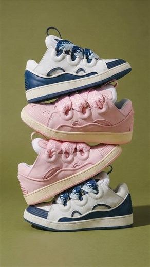 CoccoleBimbi on Instagram: "#Lanvin presents the Curb Sneaker, featuring an XXL tongue and a bold, chunky silhouette inspired by ’90s aesthetics and skate culture. The new colorways, ranging from blue to pink, add a vibrant touch, while the prominent laces complete the striking design. Get your pair now on #Coccolebimbi"