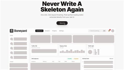 ¡Proyectazo! Si cargas contenido dinámico en tu web o app de React, lo necesitas.Te genera automáticamente el skeleton de tus componentes. Sin calcular nada a mano.Envuelves tus componentes con y listo.https://t.co/95p9i8FHrs