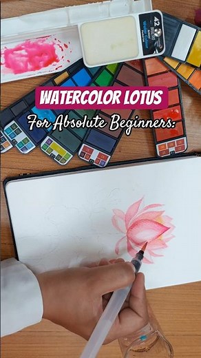 Easy Watercolor Lotus Painting for Beginners 🌸 🎨 #Shorts
