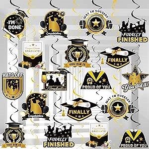 Graduation Hanging Swirls, 57 Pcs Graduation Swirl Decorations, Congrats Grad Hanging Swirl & Graduation Party Hanging Swirl for Graduation Hanging Decorations & 2025 Graduation Party Decorations