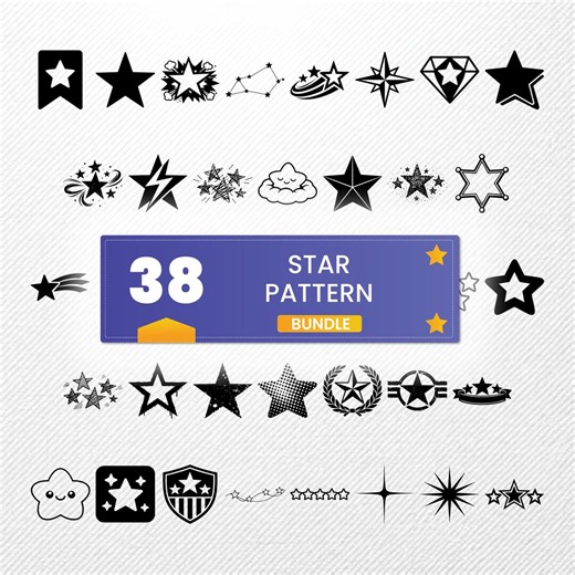Star Pattern SVG Bundle | 38 Clipart PNG Eps Dxf PDF | Vector Silhouette Illustrations - Etsy