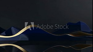 Royal blue and navy blue dividend yield line on a glossy, black surface with a gold foil accent