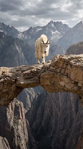 Mountain Goats Climbing an Impossible Cliff