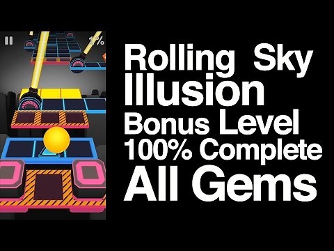 Rolling Sky Illusion Bonus Level 100% Complete All Gems