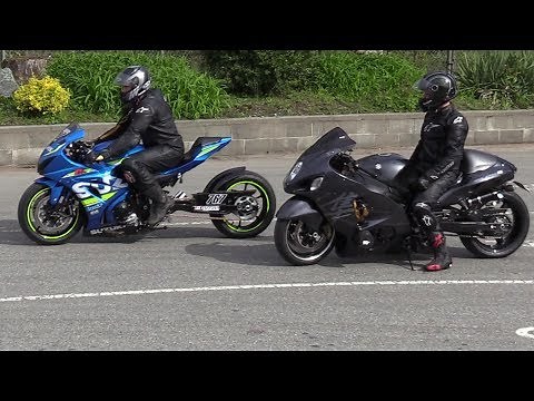 Hayabusa vs GSXR 1000 Suzuki - drag race
