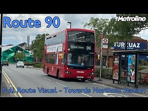 FULL ROUTE VISUAL ~ London bus Route 90 | Feltham - Northolt | VMH2448 (Metroline)