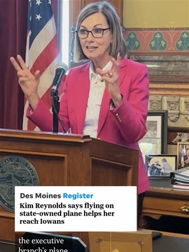 Gov. Kim Reynolds defended her travel on an Iowa State Patrol airplane, saying she only uses it for official business and it helps her reach Iowans. For more on this story, tap the link in our bio. #iowa #iowafyp #desmoines #news #kimReynolds #politics