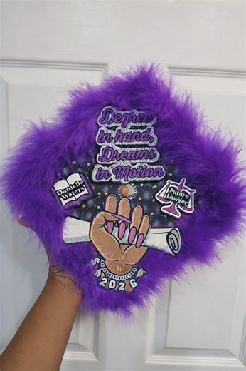 3D Purple Nails Theme Graduation Cap Topper High-school College Graduation Feather - Etsy