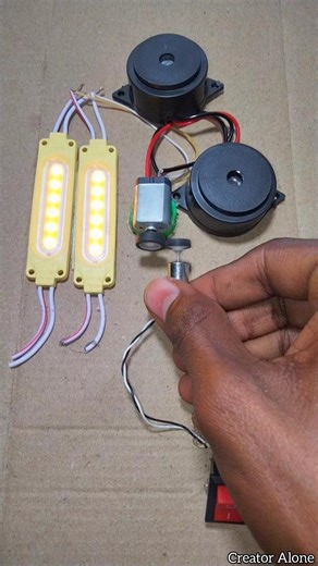 Powering 2 light & 2 Buzzers with mini mini drone motor using mini tire #dronemotor #shorts