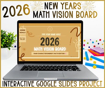 New Years Math Vision Board Digital Activity for 2026 Goal Setting Project