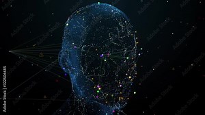 3d render or visualisation of face analytics. Biometric scan. Security identification. Loopable sequence. Side view.