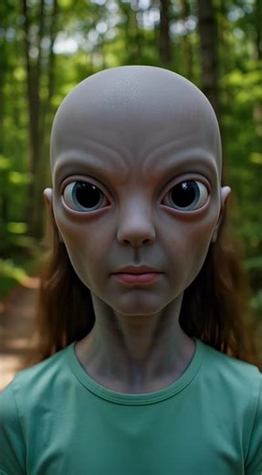 A girl turned into a grey Alien