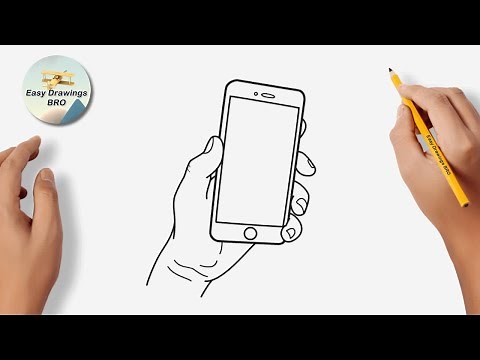 Drawing hand holding a phone tutorial | How to draw a hand with mobile phone | Easy Drawings BRO