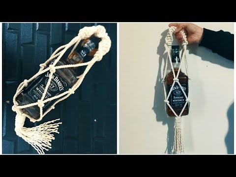 Tutorial for making a quick and easy macrame string bag or bottle holder#diy #macrametutorial