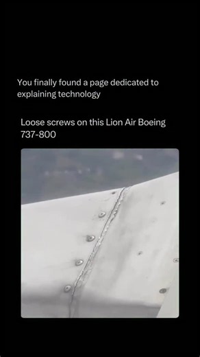 Technology Explained ⚙️ on Instagram: "Follow @explaining.tech to learn everything about technology one post at a time 🧠⚙️ Honestly, no! Maintenance needs to take this seriously—that’s a lot of loose screws visible on the wing panel of this Lion Air Boeing 737-800 flying from Bangkok to Chiang Mai. In aviation engineering, this isn’t just a cosmetic issue; it’s a critical breakdown of preventive maintenance. Every single fastener on an aircraft, from a simple screw to a major bolt, is part of t