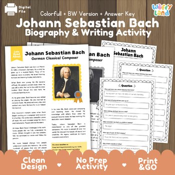 Johann Sebastian Bach Biography Reading Comprehension | Classical Music Composer