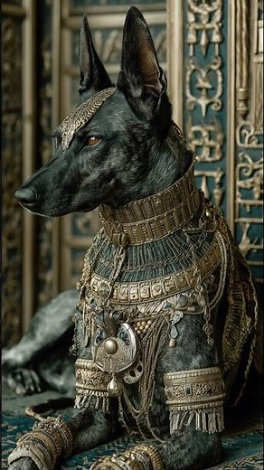 The majestic ancient Egyptian black dog, associated with the goddess Bastet. Egypt mythology