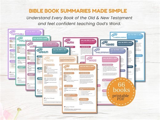 BUNDLE: Bible Book Summary Old and New Testament Printable Study Guide for Christian Kids Reflection & Prayer Pages Sunday School Lesson Set - Etsy UK
