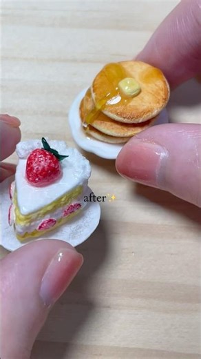 I went from this… #cake #polymerclay #diy #miniature #clay #pancake #手作り#dessert #food