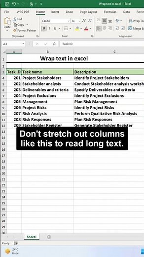 Wrap text in excel 💯 #exceltutorial #exceltips #exceltricks #excel