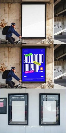 Street Billboard Mockup Realistic Urban Outdoor Advertising