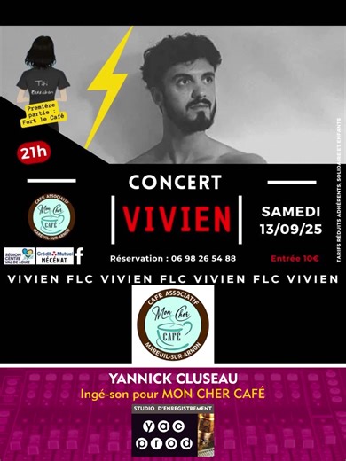 L’ouverture de la saison culturelle de Mon Cher Café, c’est ce soir à Mareuil sur Arnon avec les concerts de Vivien et de Fort le Café.