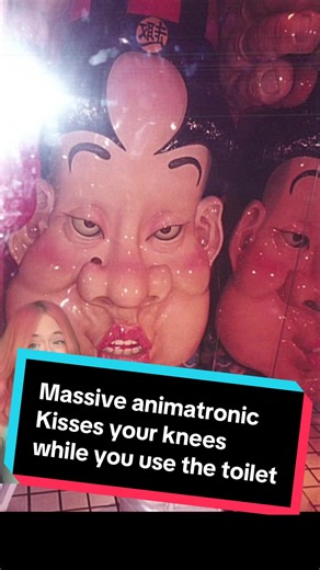 This massive animatronic in Japan kisses your knees while you use the toilet and it is terrifying #animatronic #animatronics #japan #megalophobia #creepy