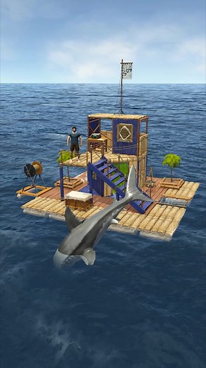 Can you escape the shark and survive in the middle of the ocean on a raft? #raftsurvival #oceannomad #game #raftbuilding