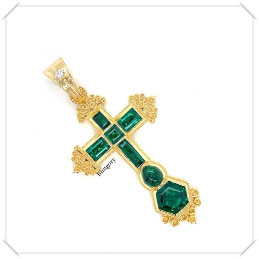 Atocha Shipwreck Emerald Cross Pendant | 10K Gold or 22K Gold Vermeil | Lab-created Colombian Emerald | Personalized Gift | Free Shipping. - Etsy