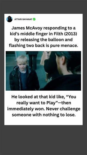 In Filth (2013), James McAvoy’s balloon moment is peak unhinged villain energy. 😂