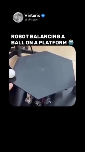 VINTERIX🇺🇸 on Instagram: "This demonstration shows how precise a robot can be. A hexagonal surface is controlled by actuators that adjust its tilt to keep the ball centered. The system reacts to tiny shifts using feedback and precise calculations. WHY IT MATTERS: · Illustrates principles of balance and stabilization · Applicable in robotics, drones, prosthetics, and control systems · Shows how mechanics and algorithms create real-time precision A reminder: precision is not just numbers, but th