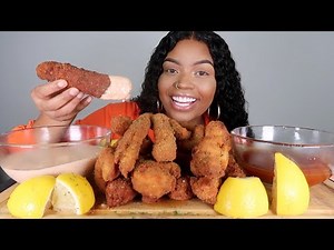 DEEP FRIED PRAWNS, KING CRAB LEG, MUKBANG/ SEAFOOD BOIL W/ QuttieQue Sauce