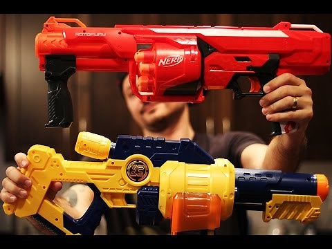 Nerf Mega RotoFury Vs Zuru X shot Turbo Fire Blaster Unboxing and Review War!