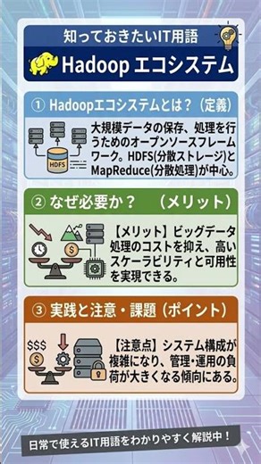 「Hadoop エコシステム」って何？10秒でわかるIT用語解説 #shorts
