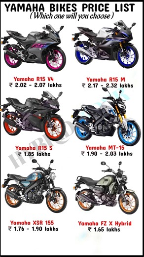 YAMAHA 150CC SPORTS BIKES PRICE LIST #hybridrider #yamaha #r15v4 #mt15 #xsr155 #yamahabikes