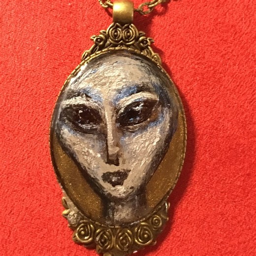 Alien Pendant Necklace – Hand-painted, One-of-a-kind Jewelry With Antique Bronze Chain - Etsy