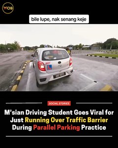 772K views · 10K reactions | Confidence is key Full article : https://worldofbuzz.com/msian-driving-student-goes-viral-for-just-running-over-traffic-barrier-during-parallel-parking-practice/ | WORLD OF BUZZ | Facebook