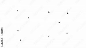 Stars blinking bw 2D object animation. Christmas eve twinkle lights outline cartoon 4K video, alpha channel. Sparkles bursting. Rotating star shapes animated element isolated on white background