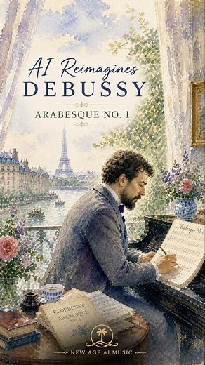AI Reimagines Debussy: Arabesque No. 1 | Elegant Solo Piano for Focus & Calm 🌿