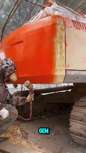 The process of painting an old excavator! #painting #excavator | ManMade Studio