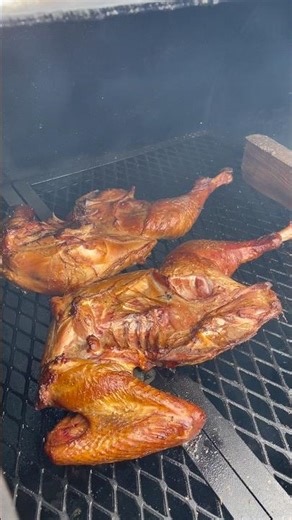 Beer brined turkey smoked low and slow