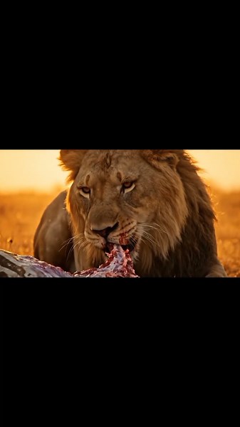 Lion Devours Prey in Stunning Cinematic Detail 🩸🐾