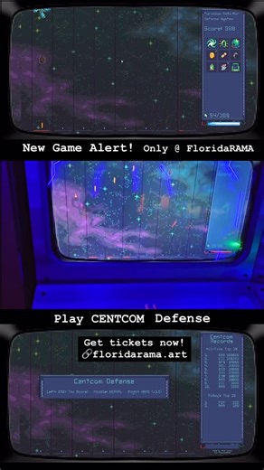 FloridaRAMA on Instagram: "CENTCOM is under attack. 🚨 Head to CENTCOM to defend it in our newest ARTcade installation: CENTCOM Defense. This is a Catstonaut shooter game inspired by classic arcade action. This touchless, laser-blasting game challenges players to shoot incoming asteroids, collect shards, unlock upgrades and rack up the highest score possible. Activate special abilities inspired by fan-favorite characters Nerida, Rae and Pepe, then face off against three powerful bosses, natural
