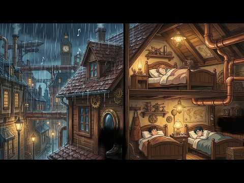 ⚙️Steampunk Medieval Winter Night ❄️ Fireplace, Steam Machines & Cozy Family Life ASMR